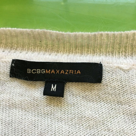 BCBGMAXAZRIA Dress Womens Sz M Beige Angora Wool Knit Long Sleeve Sweater - Picture 7 of 10